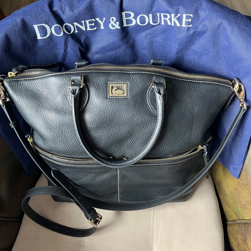 Dooney & Bourke Black Pebbled Leather Dillen  Satchel Bag